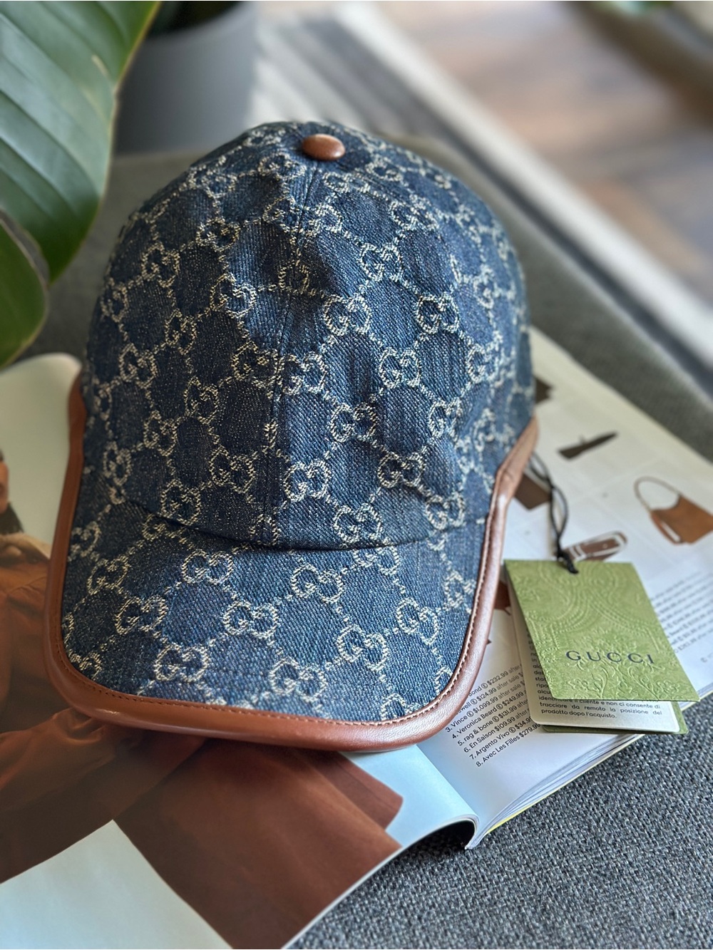 NEW Gucci GG Monogrammed Denim Baseball Cap